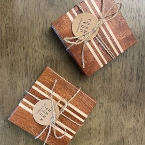 Set of five custom wooden coasters made by my husband. $20